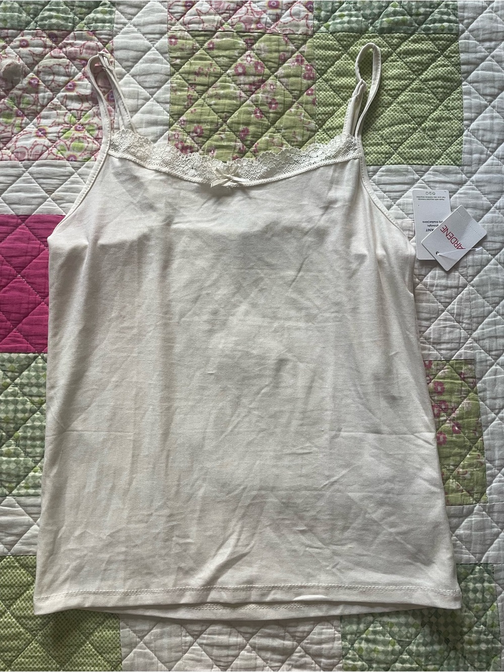 Ardene Cream Lace-Trim Camisole Tank Top